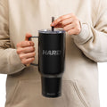 40oz Engraved Insulated Tumbler — 'HARD' Stainless Travel Mug with Lid & Straw