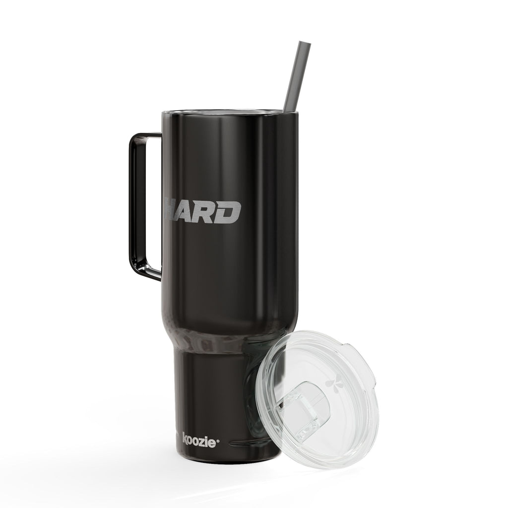 40oz Engraved Insulated Tumbler — 'HARD' Stainless Travel Mug with Lid & Straw