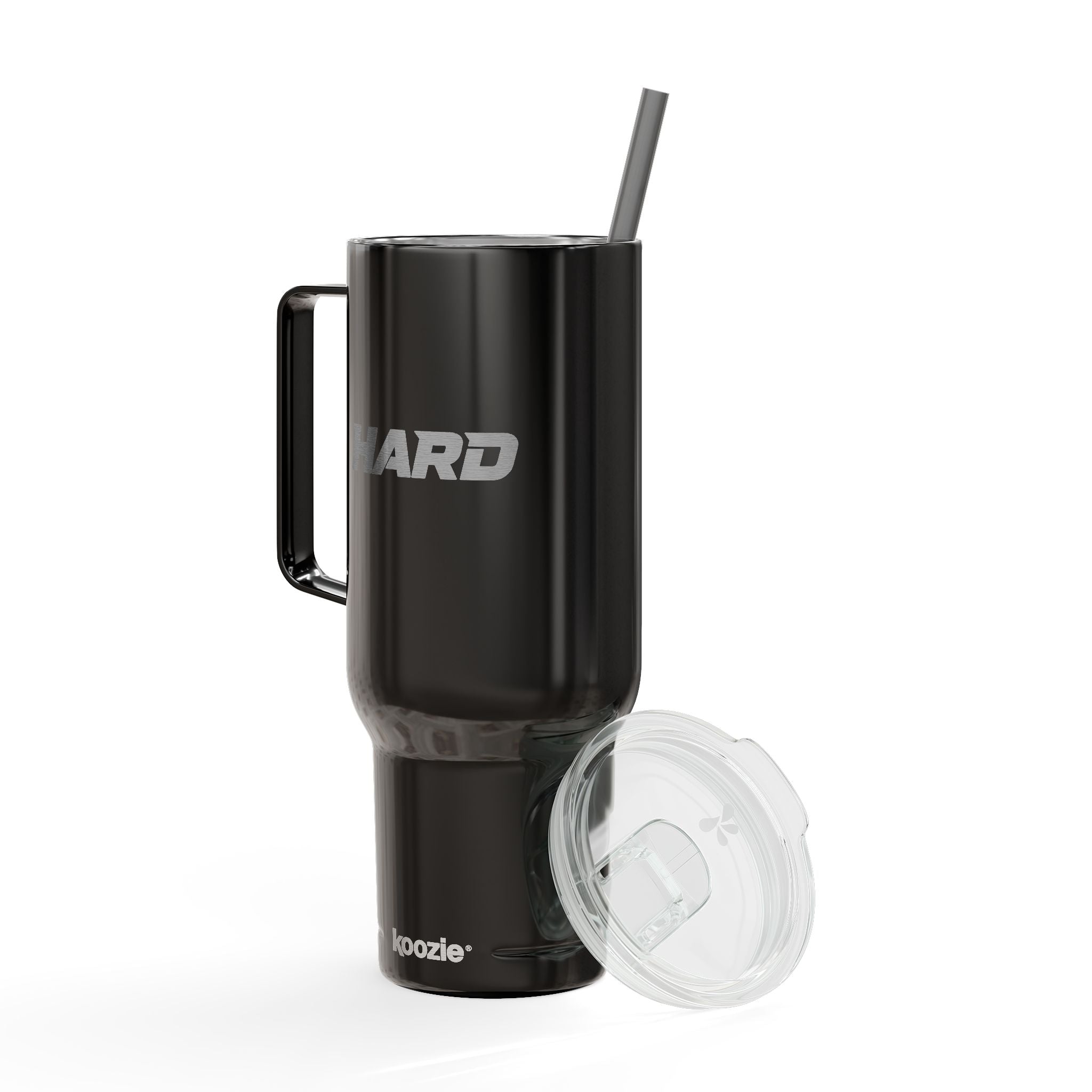 40oz Engraved Insulated Tumbler — 'HARD' Stainless Travel Mug with Lid & Straw