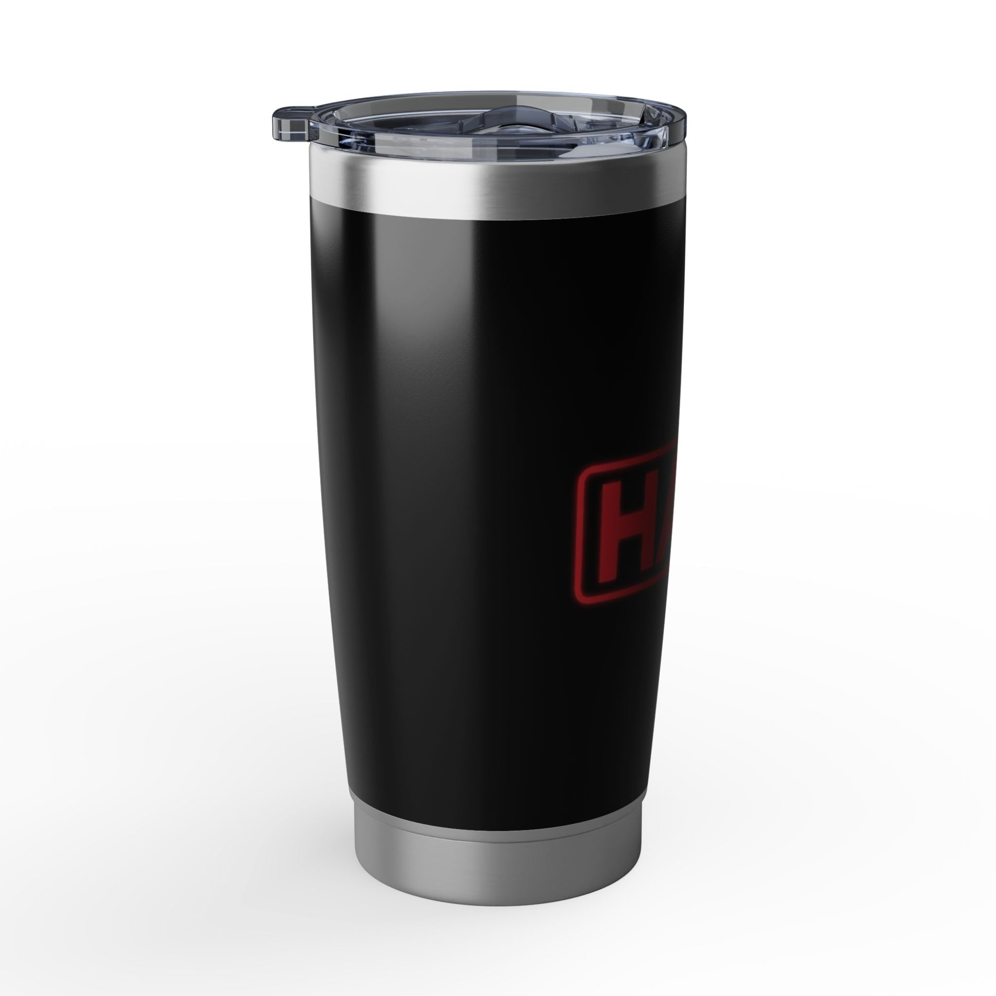 20oz Travel Tumbler — Black "HARD" Red Logo Insulated Cup